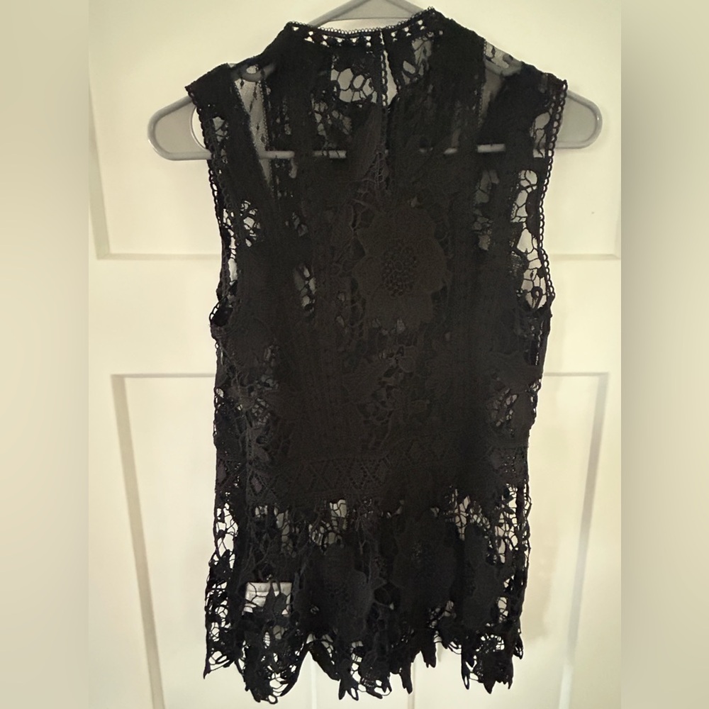 Express Black Crochet Lace Sleeveless Top